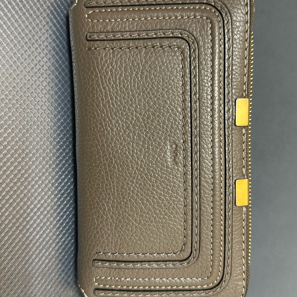 Chloe Marci long zip around wallet in army green